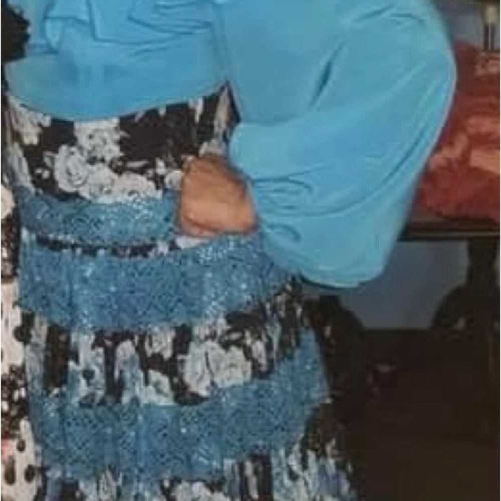 Flamenco set , Blue and Black Floral top and high waisted skirt